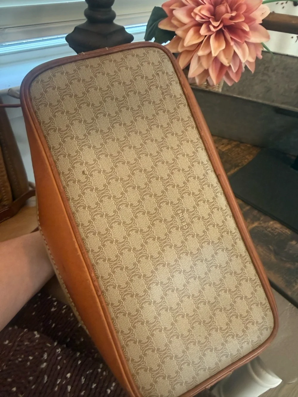 Celine Beige & Brown Canvas Bucket Shoulder Bag - Picture 7 of 12